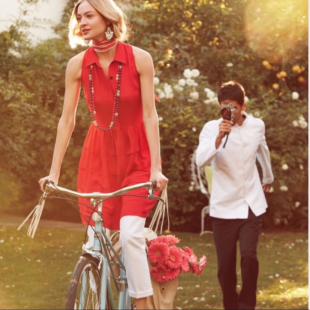 Sachin + Babi Tiered Habitual shirt dress in red sz 6